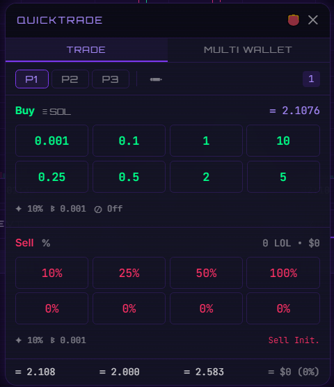 QuickTrade Panel